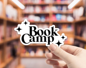 Minimalist Modern Book Camp Sticker - book sticker, book lover gift, bookish merch, Kindle sticker, reading lover, book club