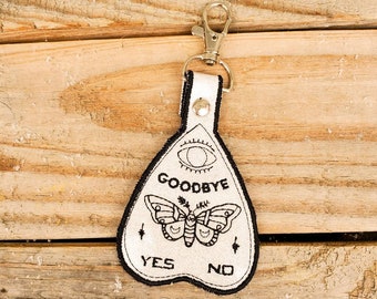 Ouija Planchette Keychain, ouija backpack fob, spirit charm moth