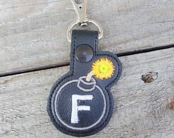 F-Bomb Keychain, F Bomb backpack charm, glow in the dark zipper pull