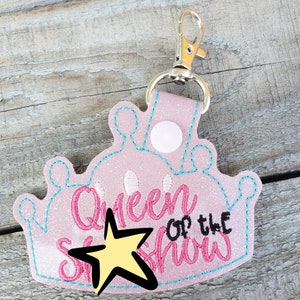 Queen of the Sh&show keychain, sweary glitter backpack charm, cursing sparkly zipper pull image 1