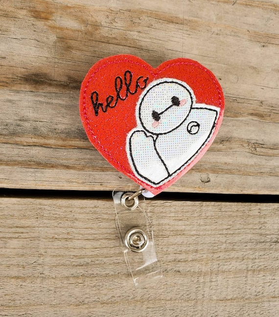 Kawaii Heart Baymax Badge Reel, Cute Heart Badge Reel, Baymax ID