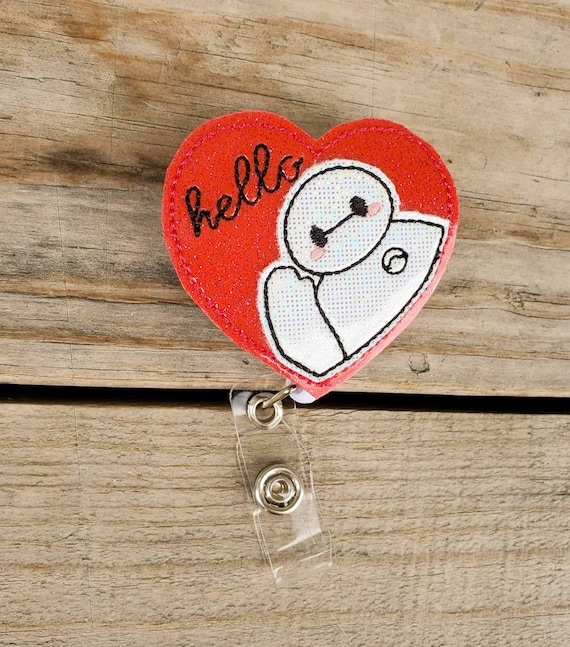 Kawaii Heart Baymax Badge Reel, Cute Heart Badge Reel, Baymax ID Holder for  Nurses 