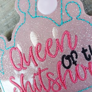 Queen of the Sh&show keychain, sweary glitter backpack charm, cursing sparkly zipper pull image 4