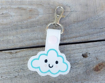 Cloud keychain, silver lining backpack charm, kawaii zipper pull