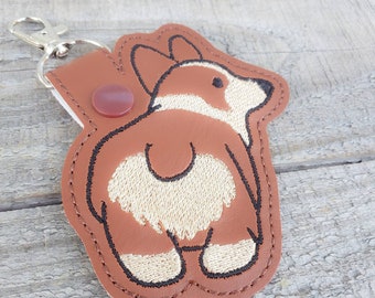 Corgi Bum Keychain, cute dog backpack charm, puppy zipper pull, leash fob