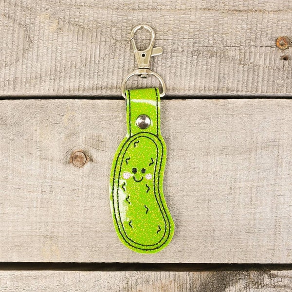 Pickle Keychain, dill pickle backpack charm, cucumber zipper pull
