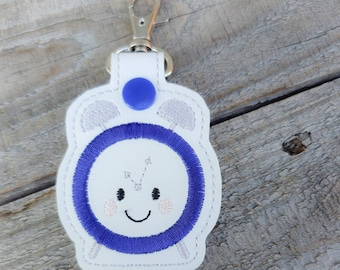 Clock Keychain, alarm clock backpack charm, timer zipper pull, back to school