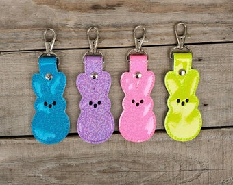 Peeps Schlüsselanhänger, Marshmallow Reißverschluss ziehen, Osterhase Rucksack fob, Reißverschluss Aufhänger holographische