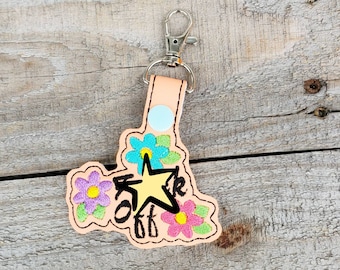 Offensive F@&k Off keychain, sweary backpack charm, cursing zipper pull