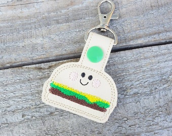 Hamburger Keychain, burger backpack charm, cheeseburger zipper pull