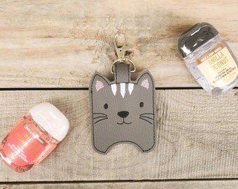 Cat Hand Sanitizer Holder, nerdy cat backpack clip, hand cleaner keychain