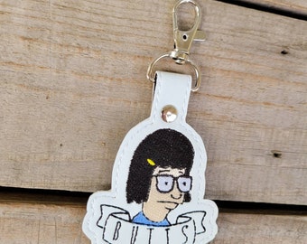 Bob's Burgers keychain, Tina Belcher charm, Tina butts key fob, cartoon zipper pull