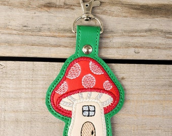 Mushroom house keychain, fairy garden bag charm, magical mushroom backpack, shroom kawaii