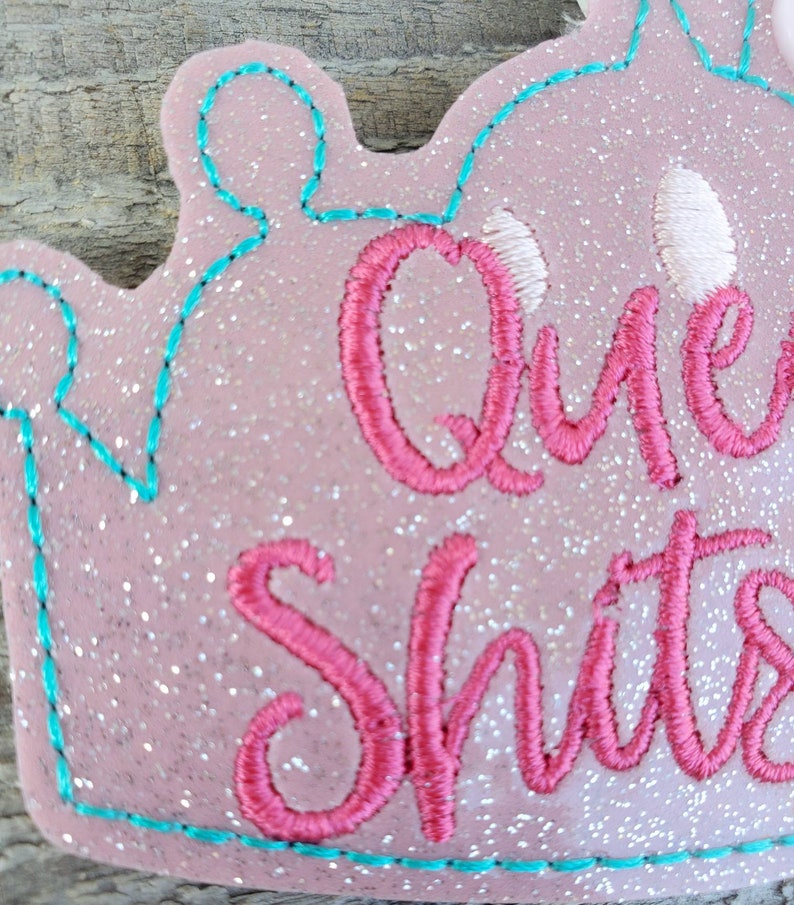 Queen of the Sh&show keychain, sweary glitter backpack charm, cursing sparkly zipper pull image 5