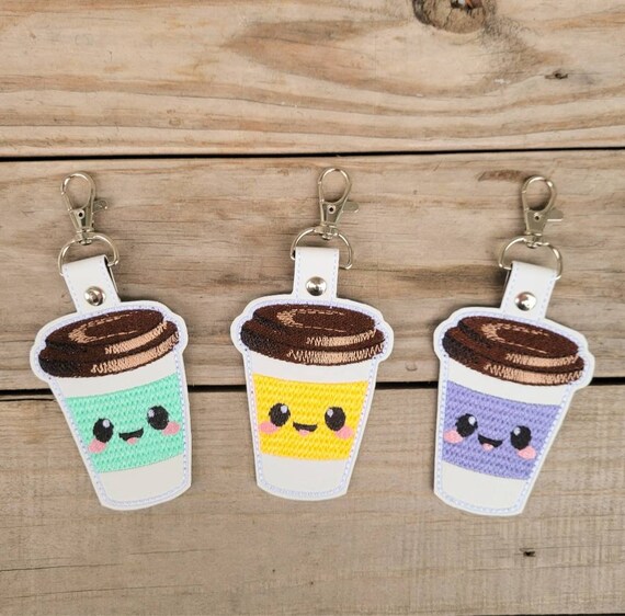 Coffee keychain, caffeine addict key chain, coffee lover gift, kawaii coffee cutie zipper pull