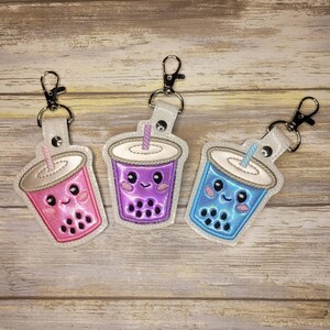 Porte-clés Bubble Tea, porte-clés boba au thé au lait, charme de boisson kawaii mignon, fermeture éclair kawaii bubble boba, porte-clés bling