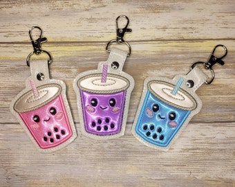 Bubble Tea keychain, milk tea boba keychain, cute kawaii drink charm, kawaii bubble boba zipper pull, bling keychain