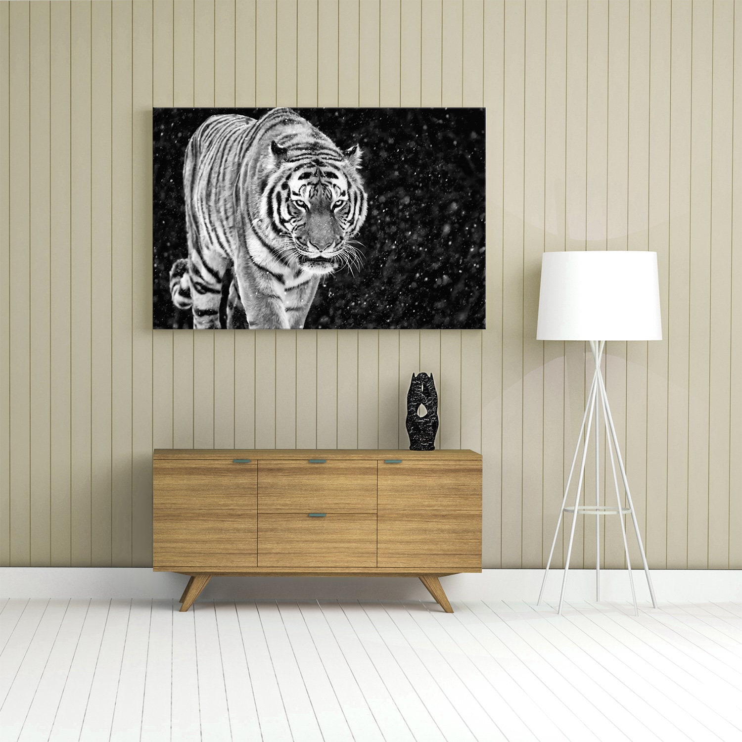 Tiger Print Black And White Tiger Poster Cat Lover Gift Etsy