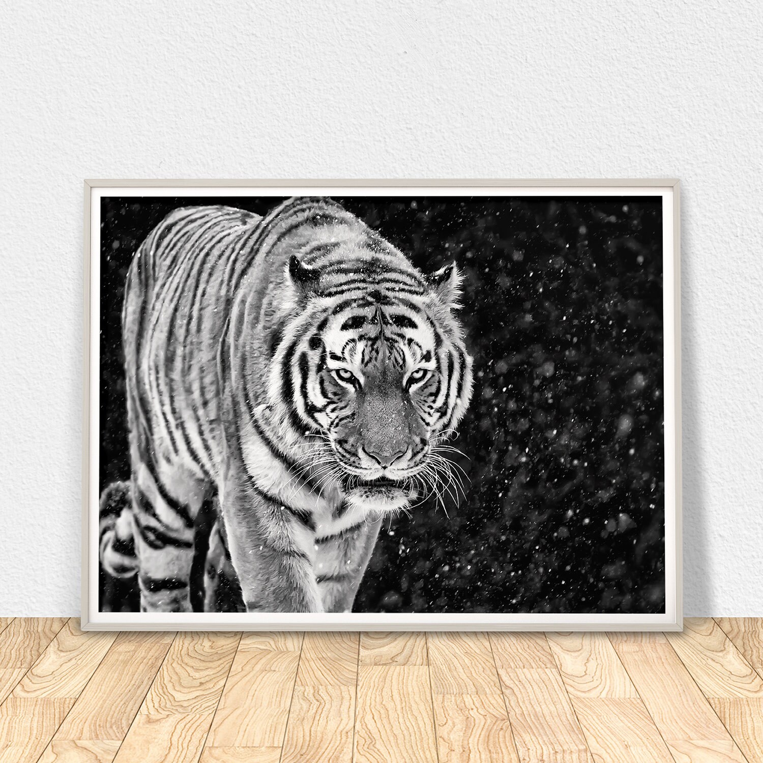 Tiger Print Black And White Tiger Poster Cat Lover Gift Etsy