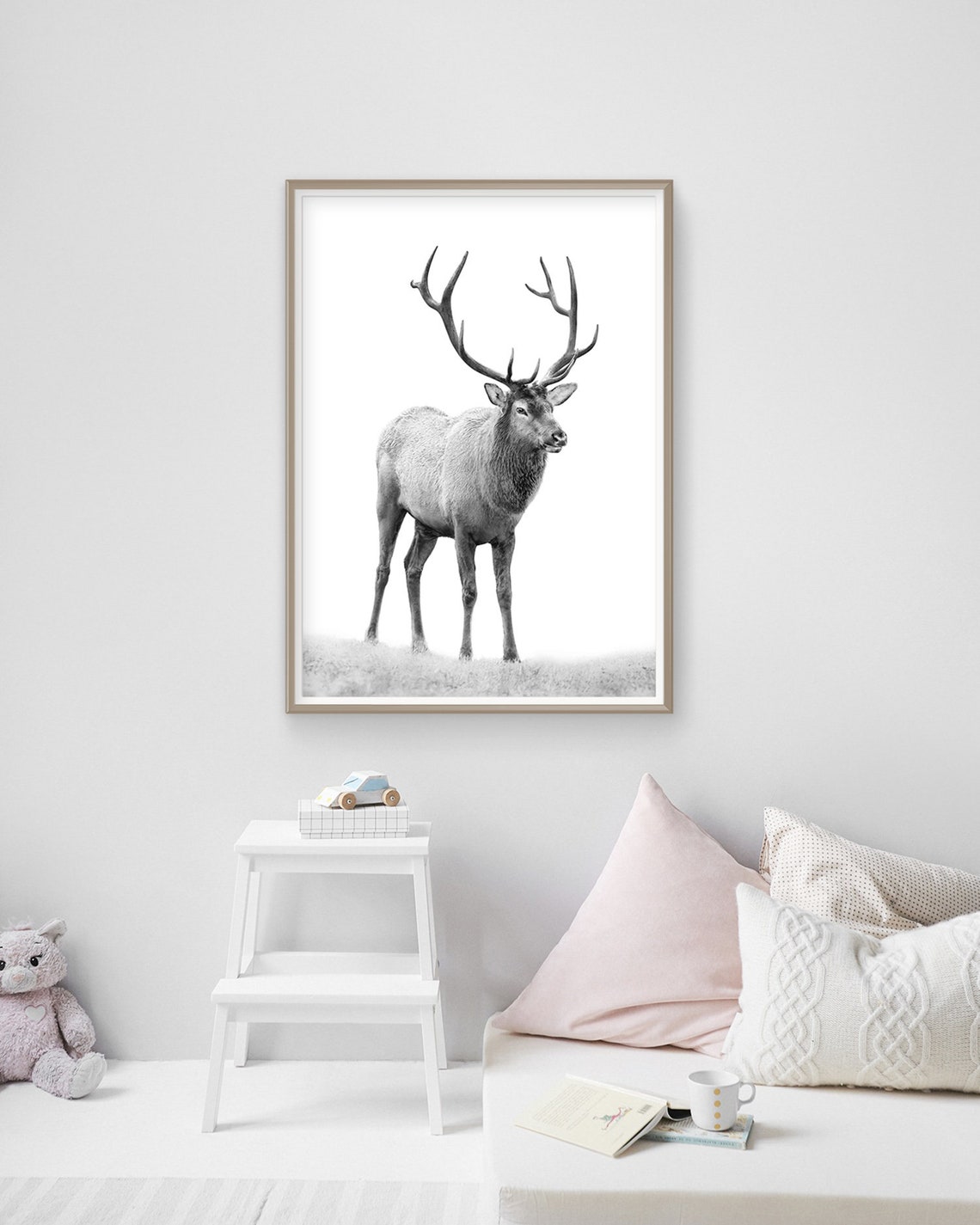 Deer Print Black And White Elk Printable Stag Wall Art Deer | Etsy