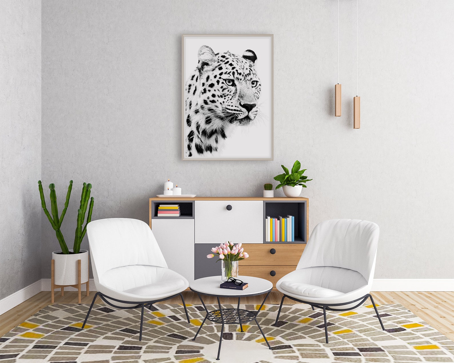 Leopard Wall Art Black and White Leopard Poster Animal Wall | Etsy