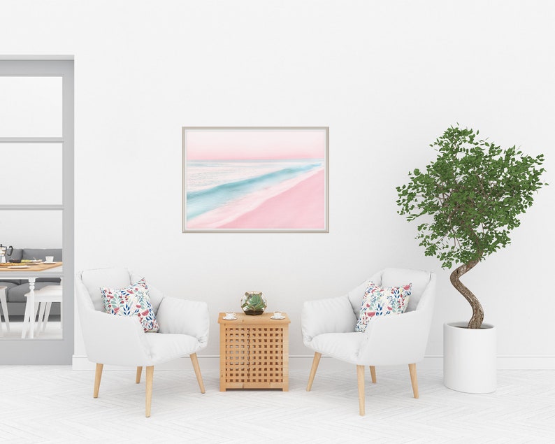 Pink Sand Beach Print Ocean Wall Art Bathroom Wall Decor Etsy