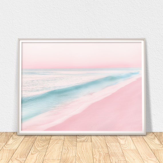 Pink Sand Beach Print Ocean Wall Art Bathroom Wall Decor Etsy