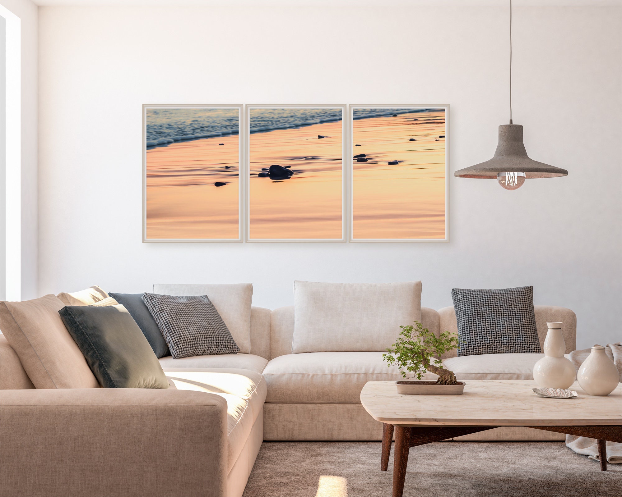 Beach Sunset Print Set 3 Piece Wall Art Beach Decor Set Of Etsy