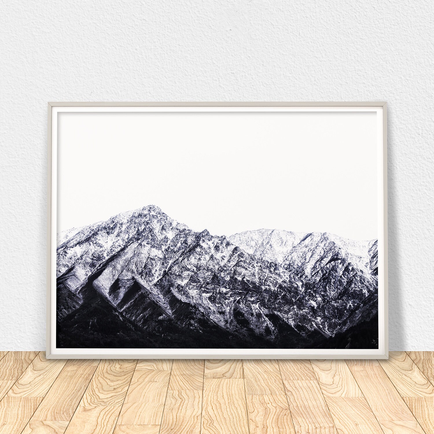 Mountain Range Poster Printable Wall Art Snowy Mountain Etsy