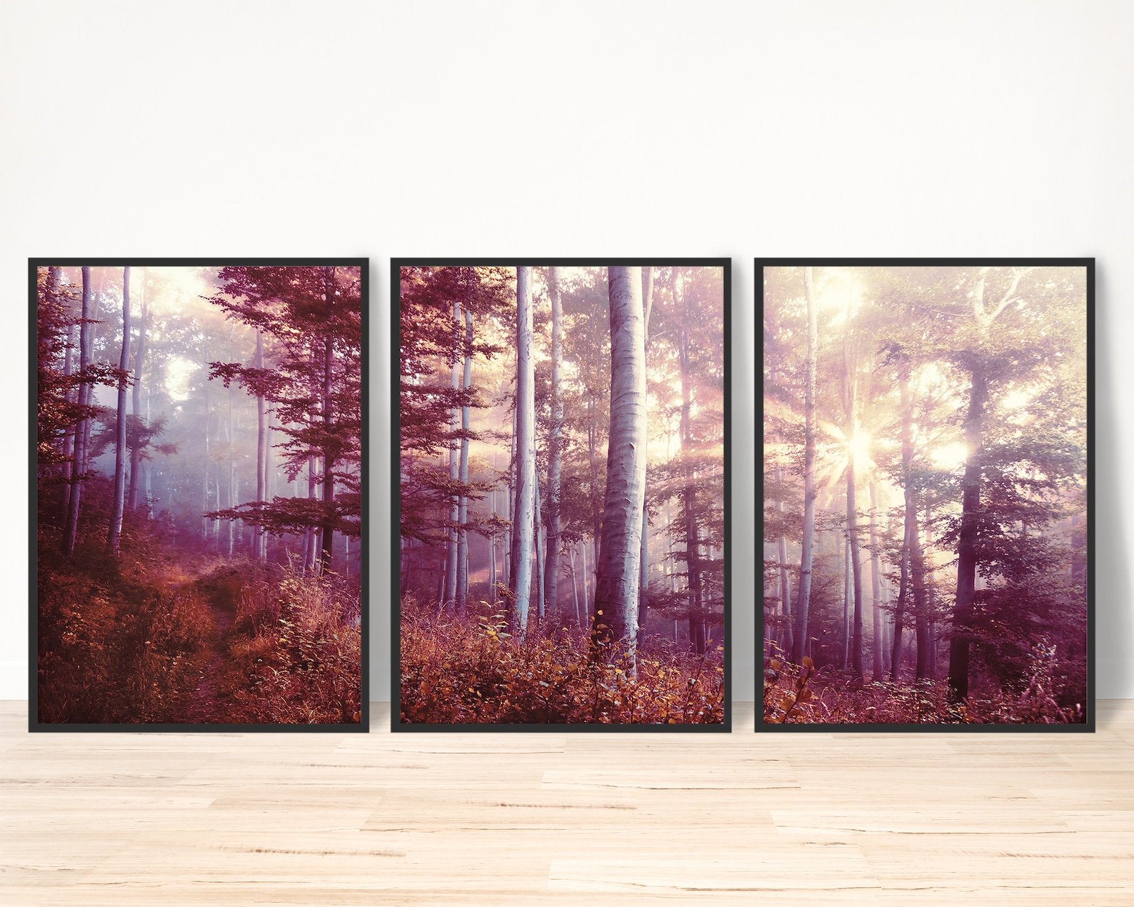 Autumn Forest Wall Art Set Of 3 Prints Fall Decor Landscape | Etsy