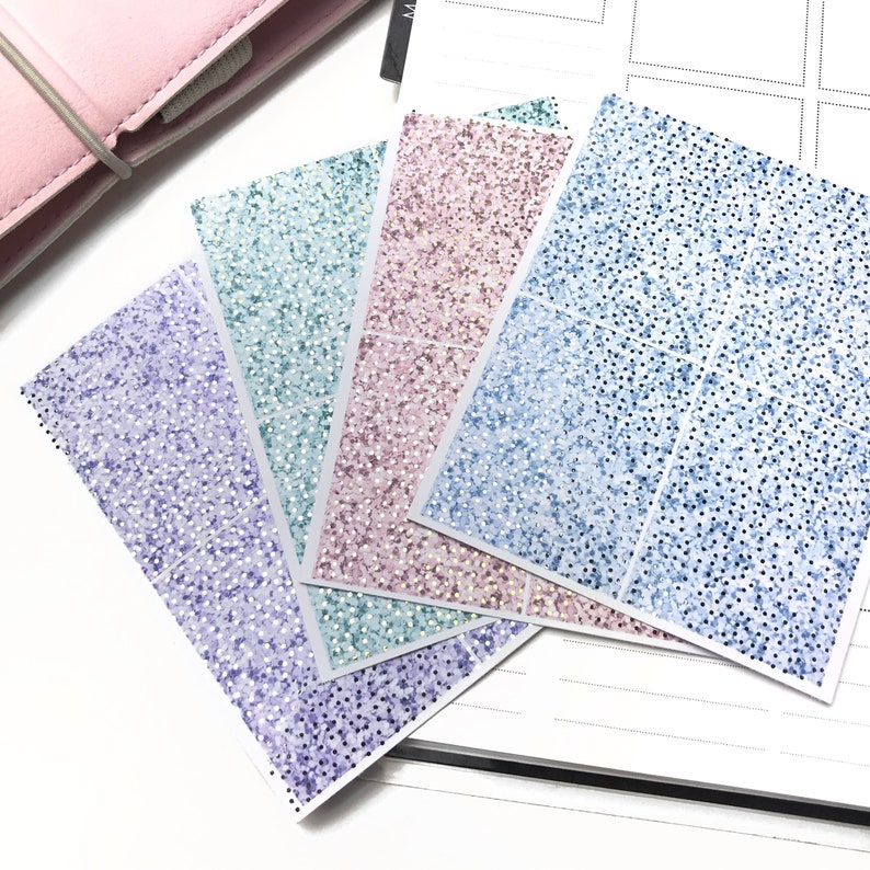 Blue color Bow headers Foiled washi Date covers Foiled multicolor functional planner stickers