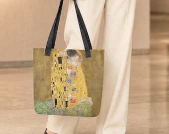Bolsa Tote Klimt O Beijo, Gravura da Famosa Obra de Arte do Período Dourado, Presente Ideal para Amantes de Arte de Museu, Presente de Aniversário de Casamento, Bolsa Tote de Arte Premium para Vestir