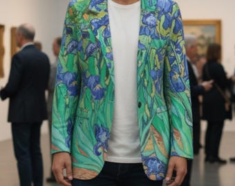 Blazer "Los lirios" de Vincent Van Gogh: Chaqueta unisex de algodón de estilo artístico