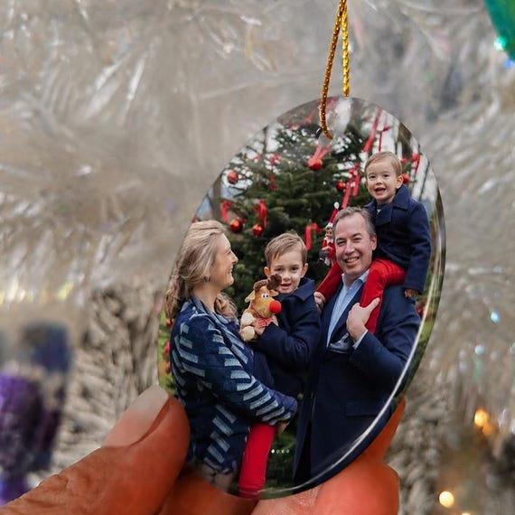 Custom Photo Ceramic Ornament, Personalized Christmas Ornament, Family Photo Keepsake, Holiday Stocking Stuffer