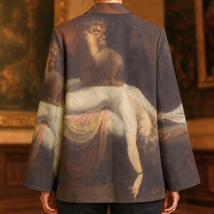 Henry Fuseli The Nightmare Blazer, Gothic Horror Art Cotton Jacket, 1781 Masterpiece Wearable Art, Dark Academia Statement Blazer
