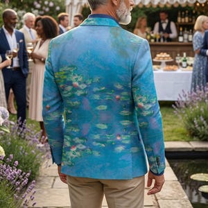 Monet Water Lilies Blazer: Artsy 100% Cotton Suit Jacket