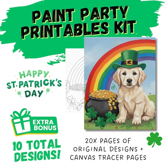 St. Patrick's Day "Paint & Sip" Digital Bundle: 10 Designs in 1!
