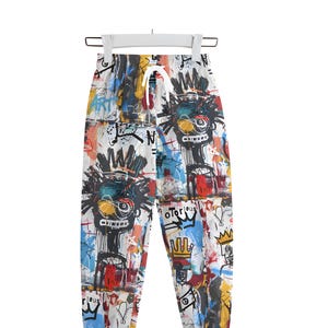 Youth Graffiti Art Pants, Unisex 100% Thick Cotton Pants, Artsy Drawstring Pant Set, Urban Art Bold Design, Urban Artistry