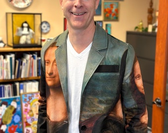 Blazer Mona Lisa: Chaqueta artística unisex de algodón