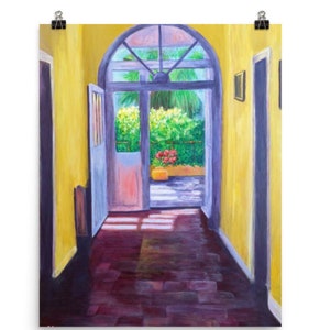 Sunlit Terrace Painting- Museum Quality Printed Art - Giclée Print - Original art design by visual artist @CassandraClarkArt
