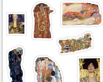 Gustav Klimt Mini Sticker Pack + Original Kunst! Die Cut, Klimt Elements, Icons Sticker Sheet von 10 Dicken, Langlebige Vinyl Kunst Aufkleber