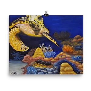 Sea Turtle Painting Print- Museum Quality Printed Art - Giclée Print - Original art design by visual artist @CassandraClarkArt