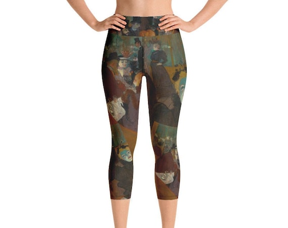Moulin Rouge Art Print Capri Leggings: Toulouse-Lautrec Inspired Yoga Pants