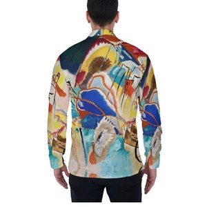 Vasily Kandinsky Shirt, Collared Long Sleeve Oxford Shirt, All-Over Print Men&#39;s  Button Up, Dress Shirt, Improvisation No. 30 (Cannons)