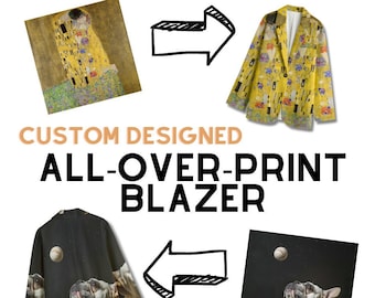 Custom Blazer, Unisex 100% Cotton Sports Coat, Personalized Suit Jacket, Artsy Blazer, All-Over-Print Custom Jacket