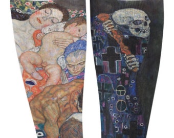 Gustav Klimt&#39;s Death and Life Socks- All Over Print Unisex High Socks Featuring Famous Painting Print