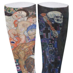 Gustav Klimt&#39;s Death and Life Socks- All Over Print Unisex High Socks Featuring Famous Painting Print