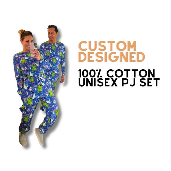 Custom 100% Cotton Pajama Set: Unisex All-Over Print PJs