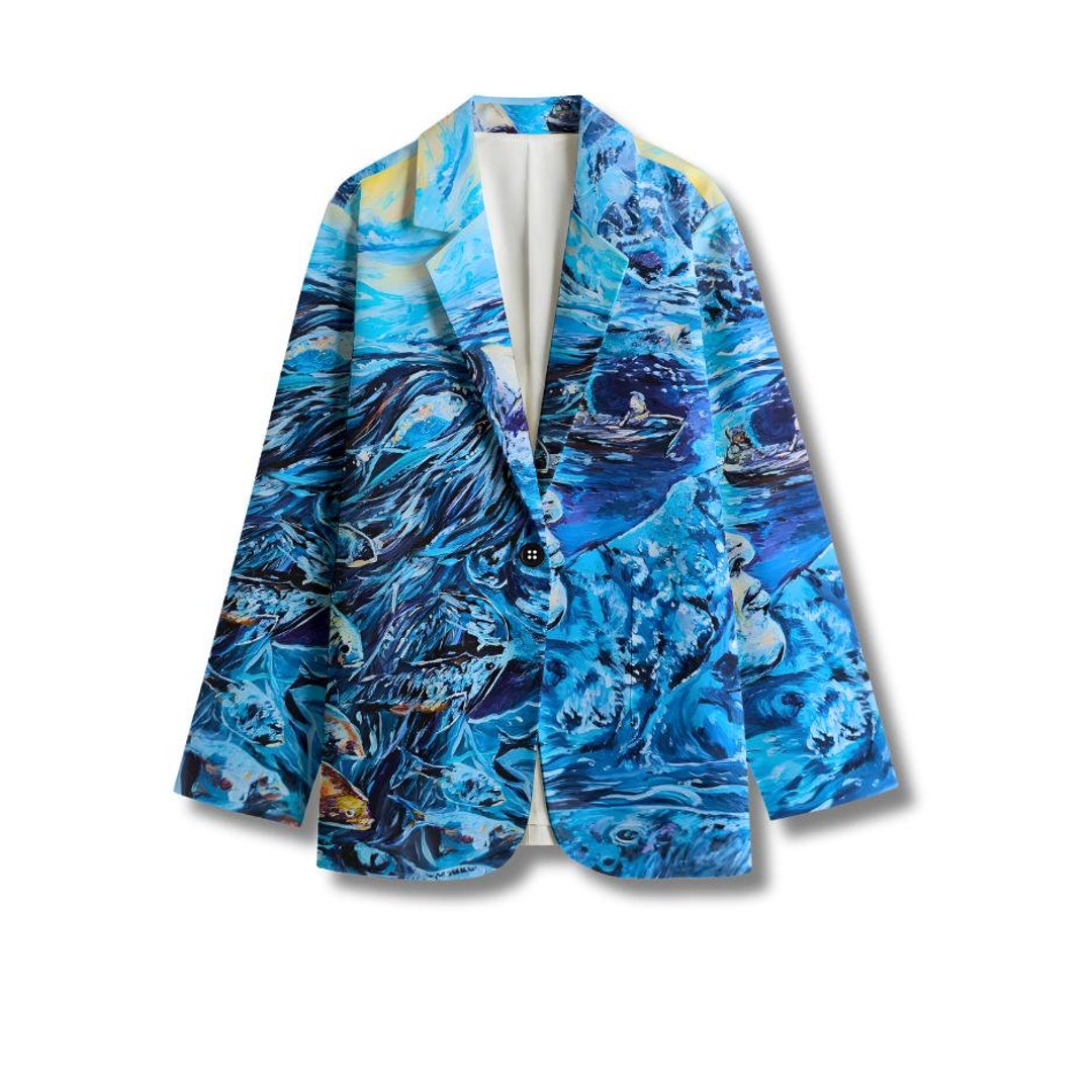 Sedna Inuit Mythology Blazer: Unisex Cotton Artsy Print Jacket