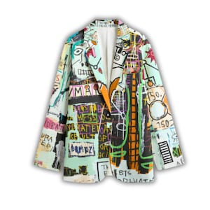 Graffiti Art Blazer, Unisex 100% Cotton Sports Coat, Suit Jacket, Artsy Blazer, Urban Art Bold Design